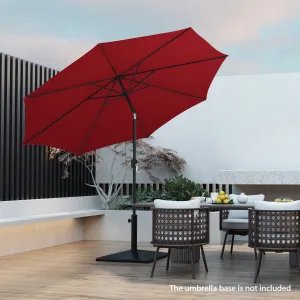 300cm Patio Umbrella with Push Button Tilt Crank Handle and 8 Sturdy Ribs-Wine