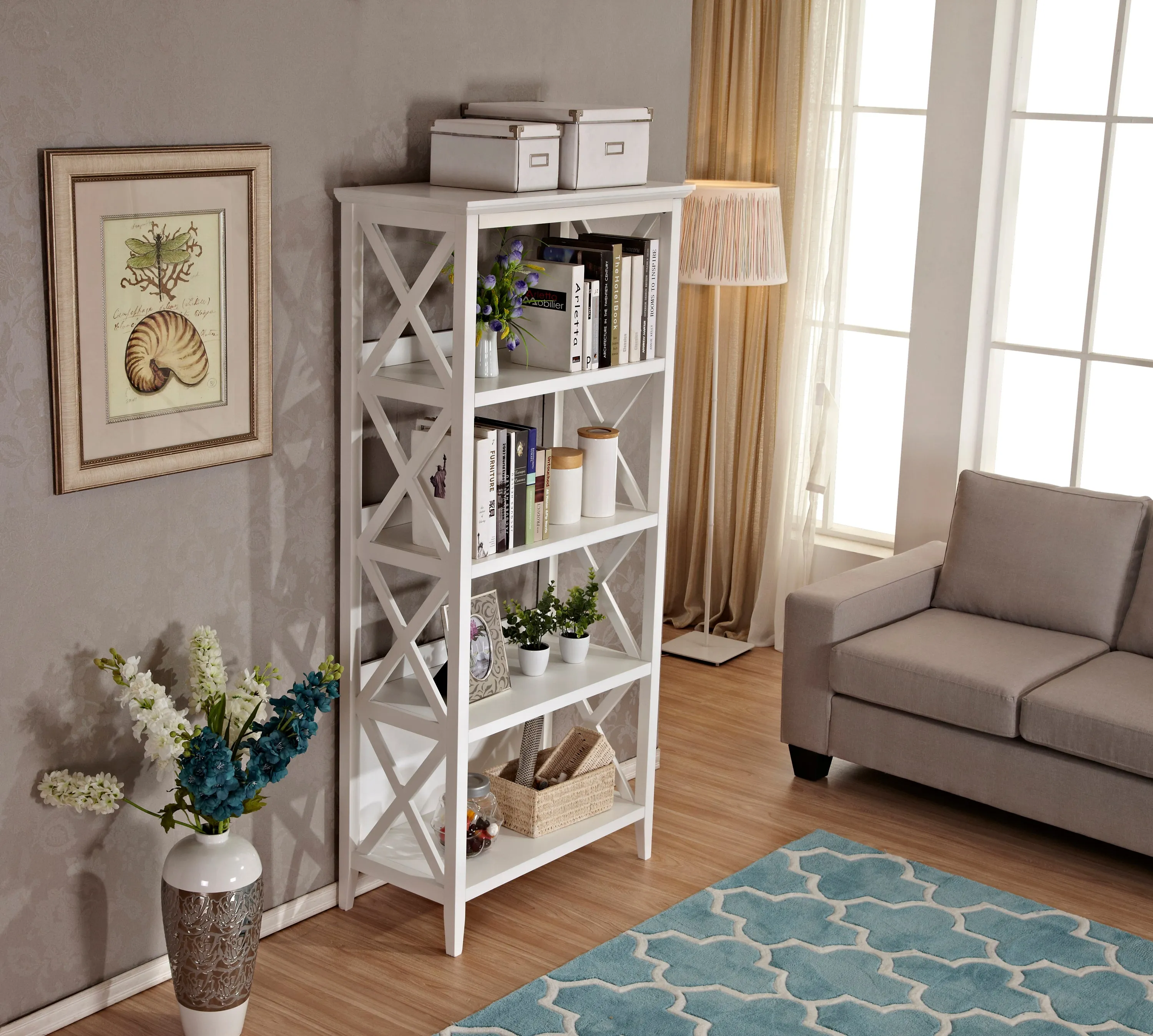 67‘’ Bookshelf with Sturdy Solid Frame