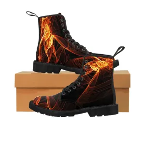 Abstract flames Canvas Boots,Casual,Hiking/Christmas/Thanksgiving/Birthday/His/Hers/Couple/Anniversary/Graduation Gifts