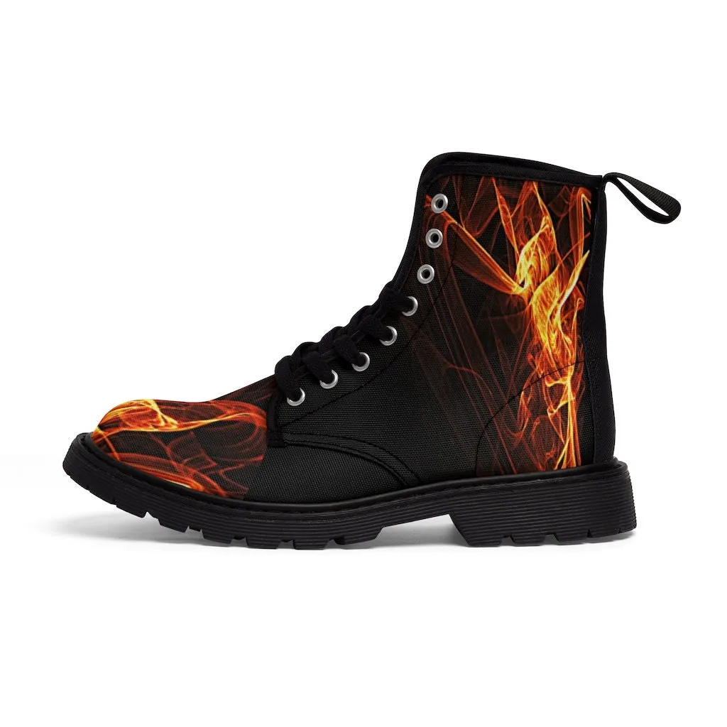 Abstract flames Canvas Boots,Casual,Hiking/Christmas/Thanksgiving/Birthday/His/Hers/Couple/Anniversary/Graduation Gifts