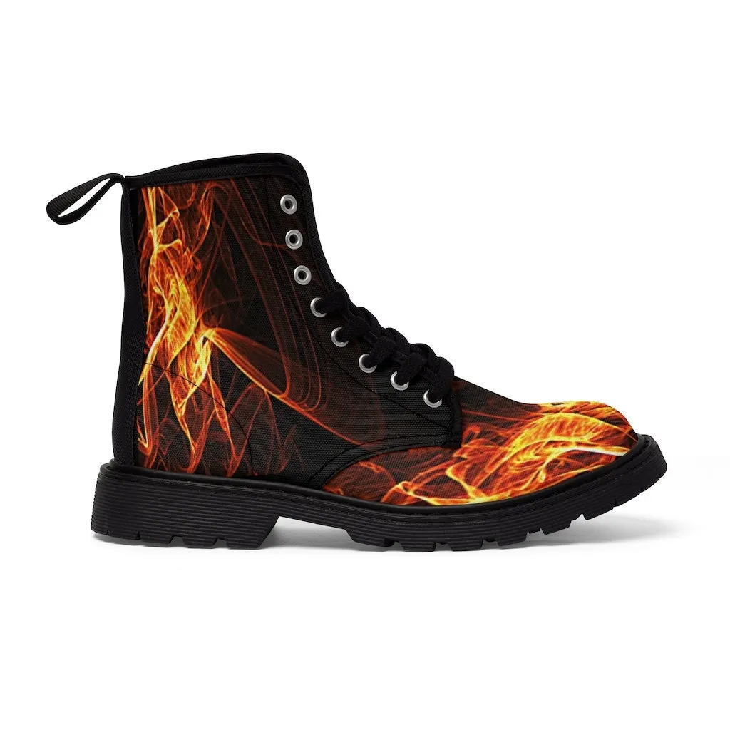 Abstract flames Canvas Boots,Casual,Hiking/Christmas/Thanksgiving/Birthday/His/Hers/Couple/Anniversary/Graduation Gifts