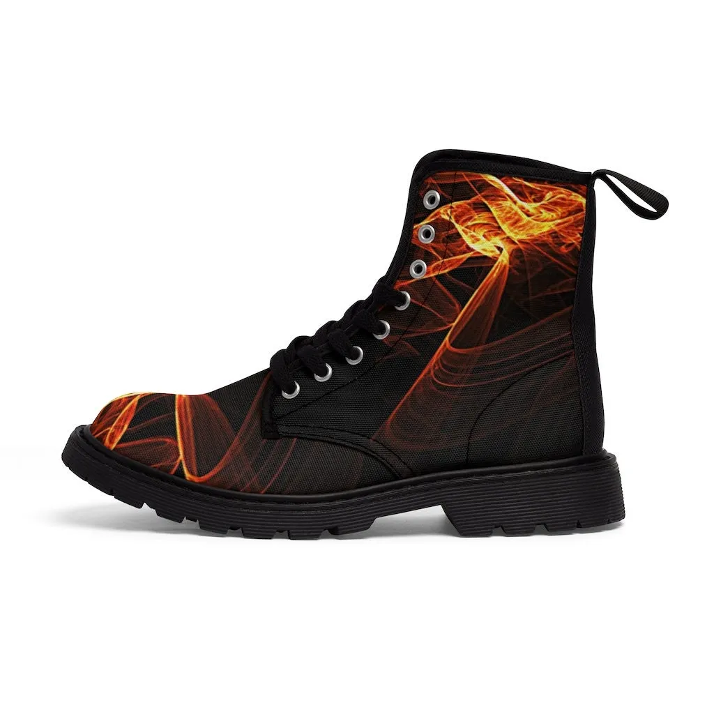 Abstract flames Canvas Boots,Casual,Hiking/Christmas/Thanksgiving/Birthday/His/Hers/Couple/Anniversary/Graduation Gifts