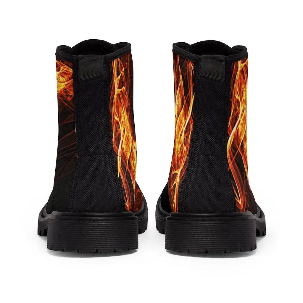 Abstract flames Canvas Boots,Casual,Hiking/Christmas/Thanksgiving/Birthday/His/Hers/Couple/Anniversary/Graduation Gifts