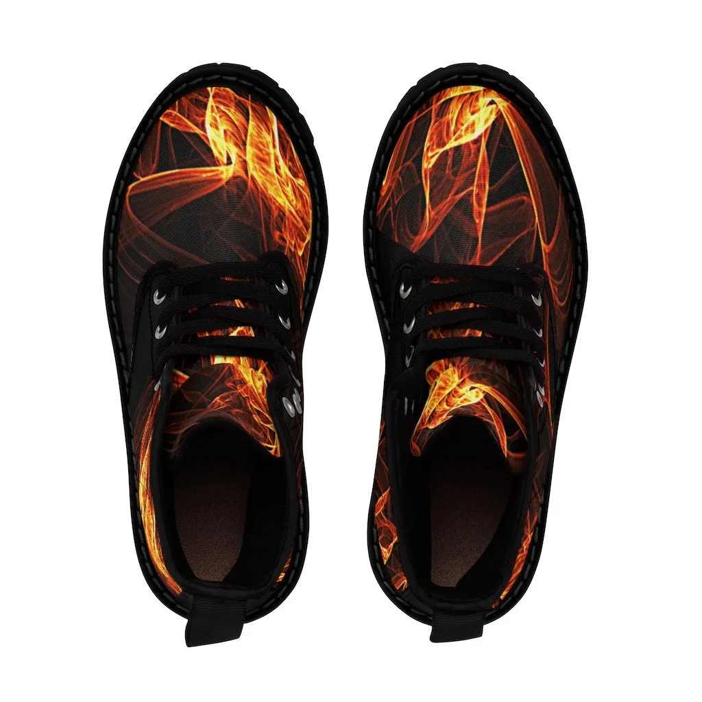 Abstract flames Canvas Boots,Casual,Hiking/Christmas/Thanksgiving/Birthday/His/Hers/Couple/Anniversary/Graduation Gifts