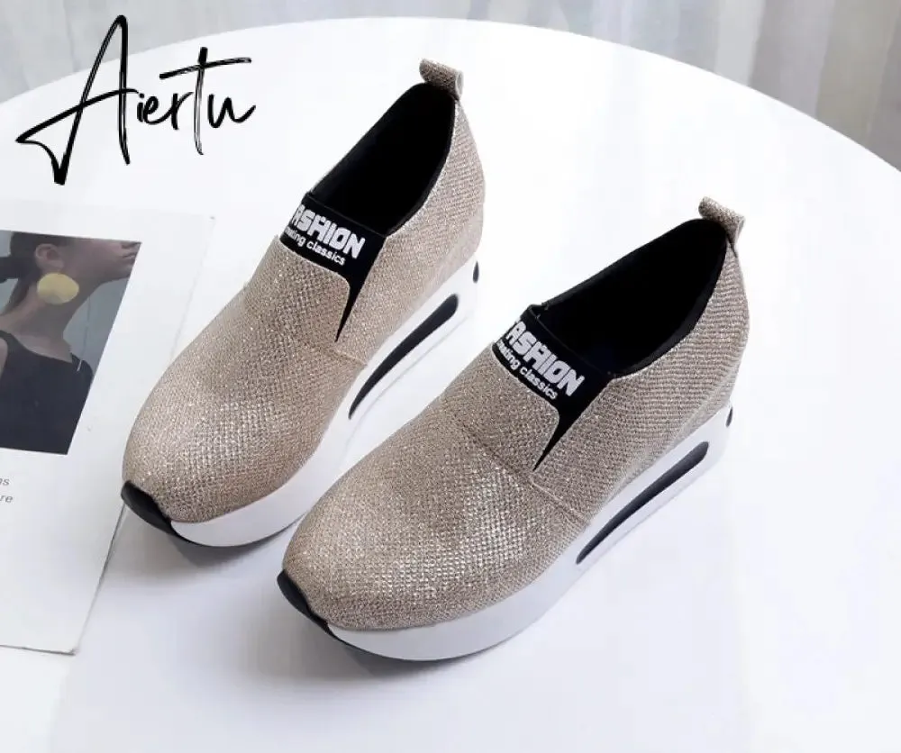 Aiertu platform shoes Flat Shoes women Slip On Casual Platform Shoes women winter women's casual shoes leather shoes slip on sneakers