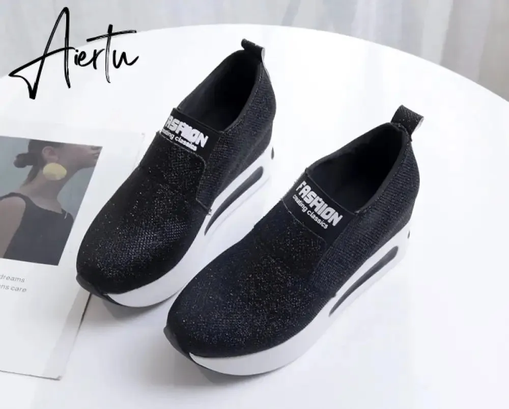 Aiertu platform shoes Flat Shoes women Slip On Casual Platform Shoes women winter women's casual shoes leather shoes slip on sneakers
