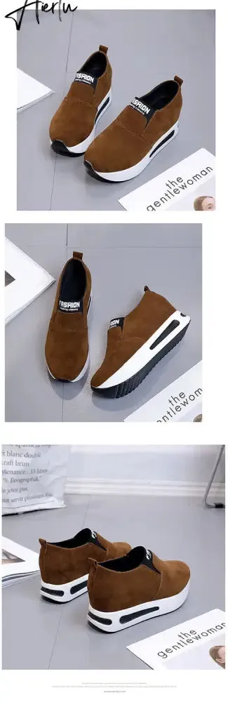 Aiertu platform shoes Flat Shoes women Slip On Casual Platform Shoes women winter women's casual shoes leather shoes slip on sneakers
