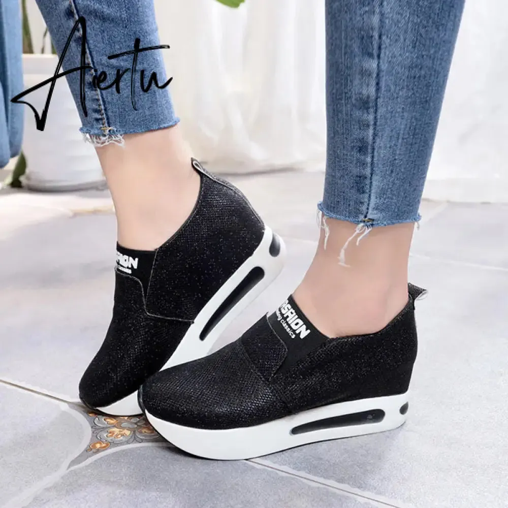 Aiertu platform shoes Flat Shoes women Slip On Casual Platform Shoes women winter women's casual shoes leather shoes slip on sneakers