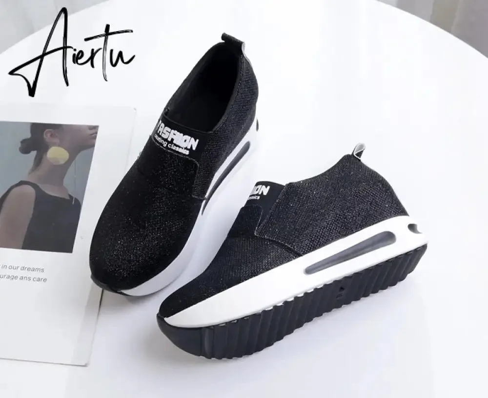 Aiertu platform shoes Flat Shoes women Slip On Casual Platform Shoes women winter women's casual shoes leather shoes slip on sneakers