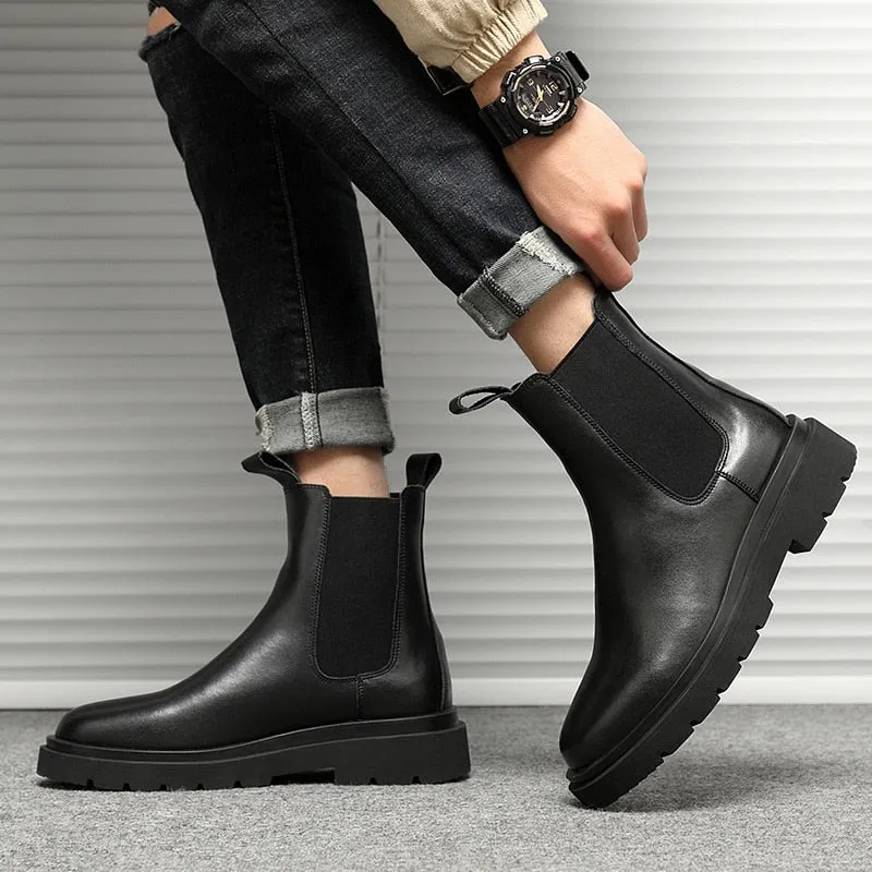 Antonios Italian Black Boots Men