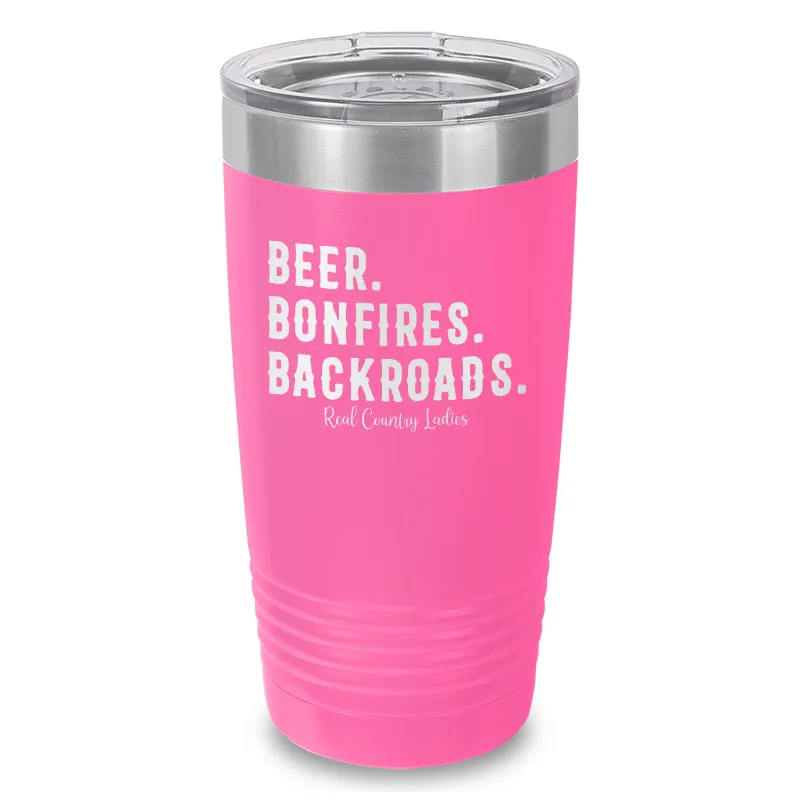 Beer Bonfires Backroads Laser Etched Tumbler