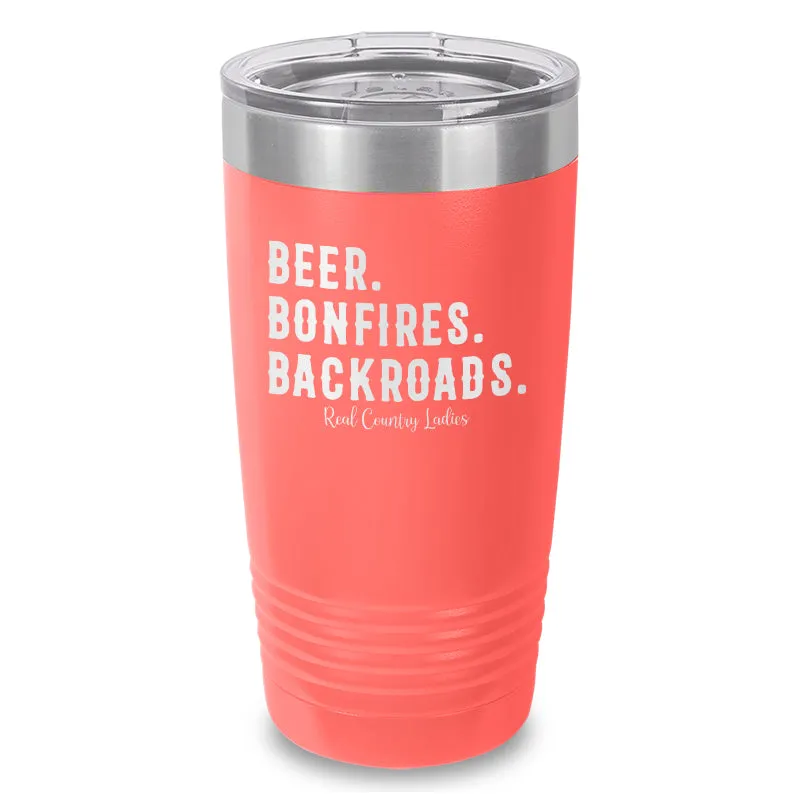 Beer Bonfires Backroads Laser Etched Tumbler