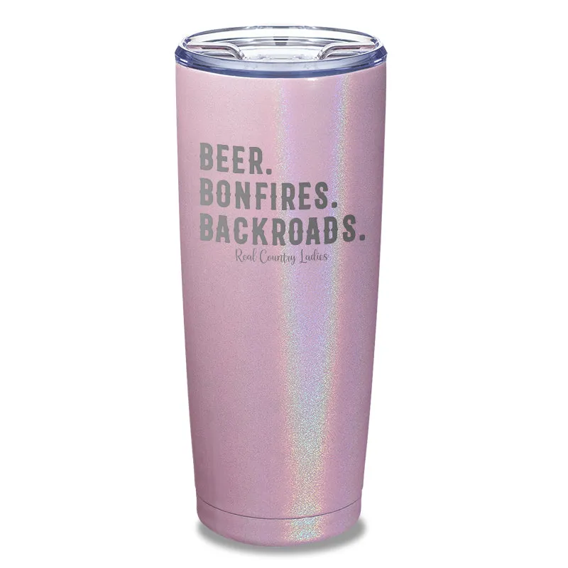 Beer Bonfires Backroads Laser Etched Tumbler