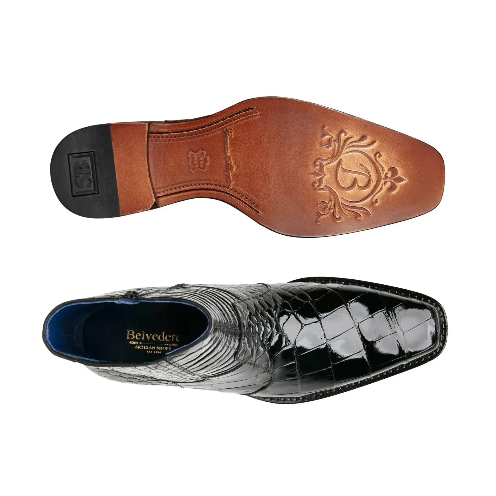 Belvedere Ivan in Black Alligator Boots