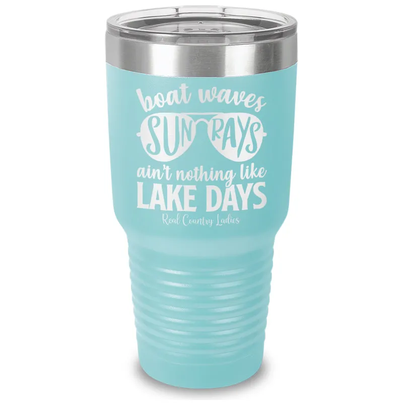 Boat Waves Sun Rays Laser Etched Tumbler