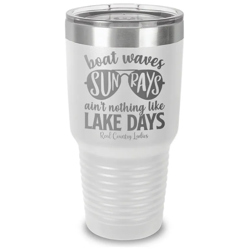 Boat Waves Sun Rays Laser Etched Tumbler