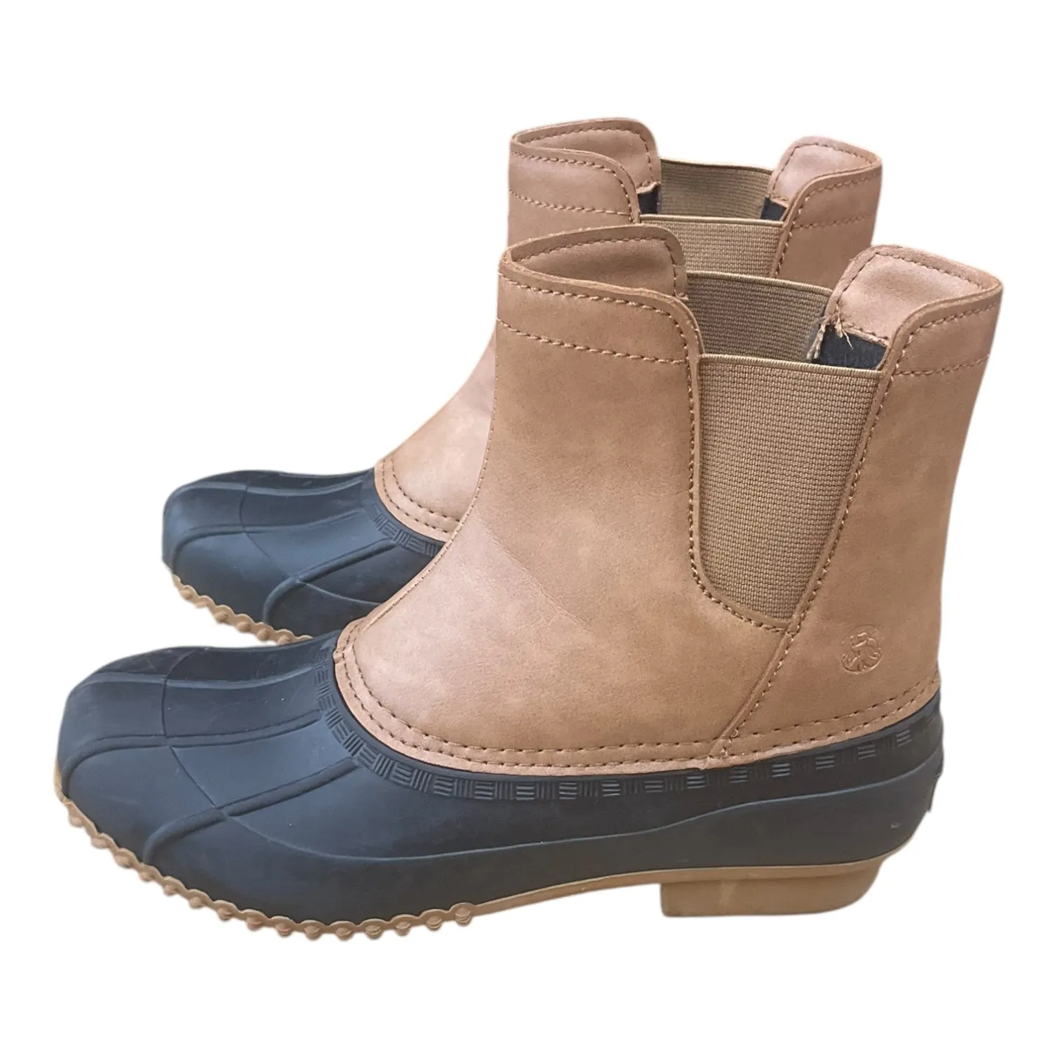 Boots Rain By Clothes Mentor In Blue & Tan, Size: 6