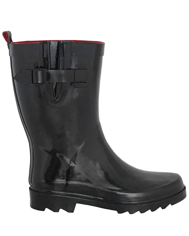 Capelli New York Ladies Shiny Short Rubber Rain Boot