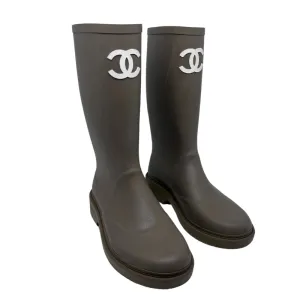Chanel Interlocking CC Leather Rain Boots