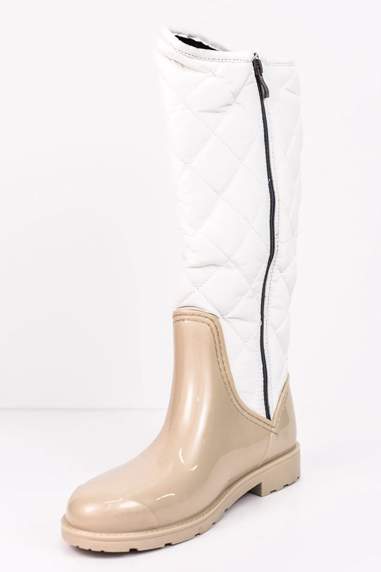 Come Rain Or Shine Beige Rain Boots - SHO1555BG