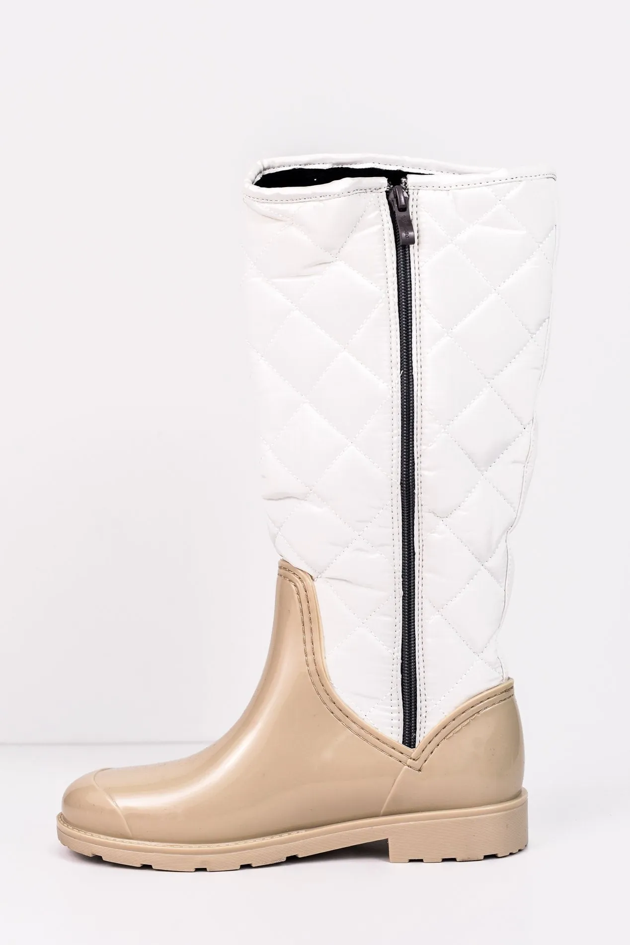 Come Rain Or Shine Beige Rain Boots - SHO1555BG