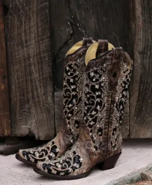 Corral Women's Black Crystal Boots A3569 UP24