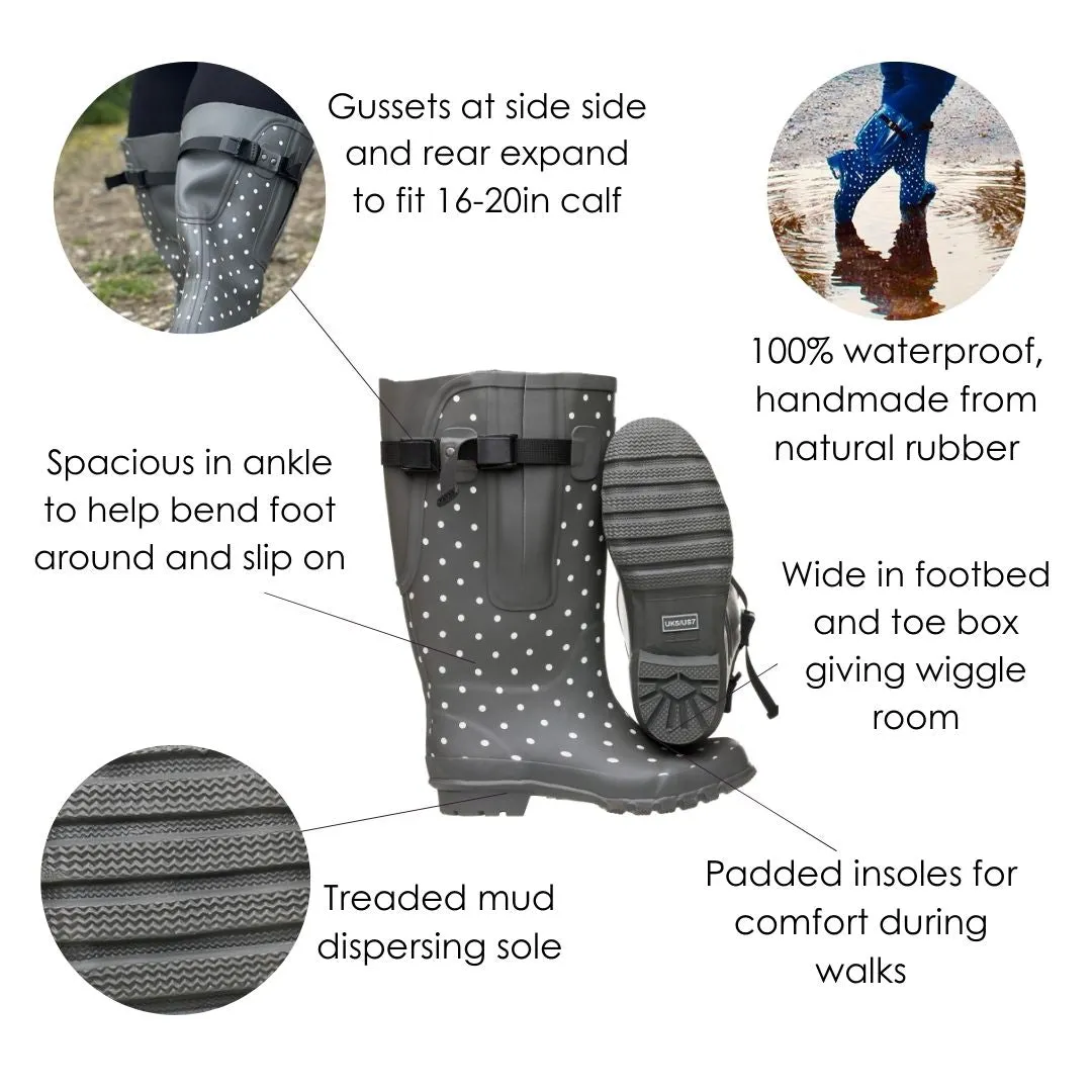 Extra Wide Calf Brown Rain Boots - Fit 16 to 20 inch Calf - Wide in Foot and Ankle