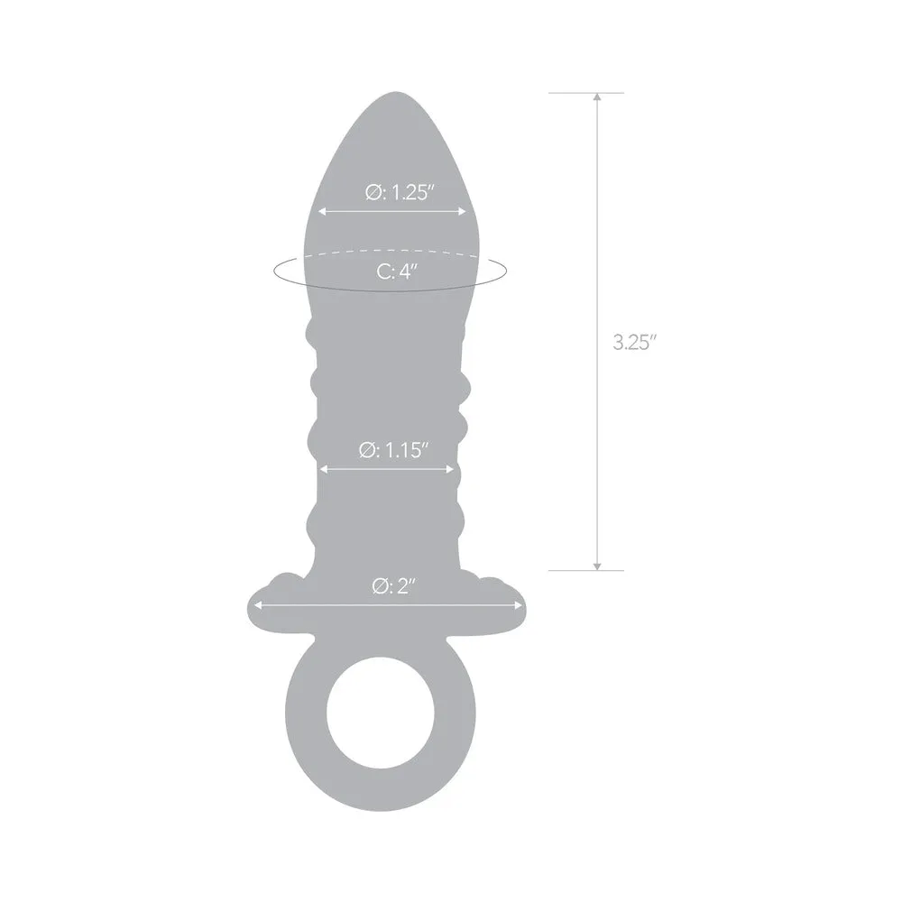 Glas 5 in. Pacifier Glass Butt Plug with Ring Handle