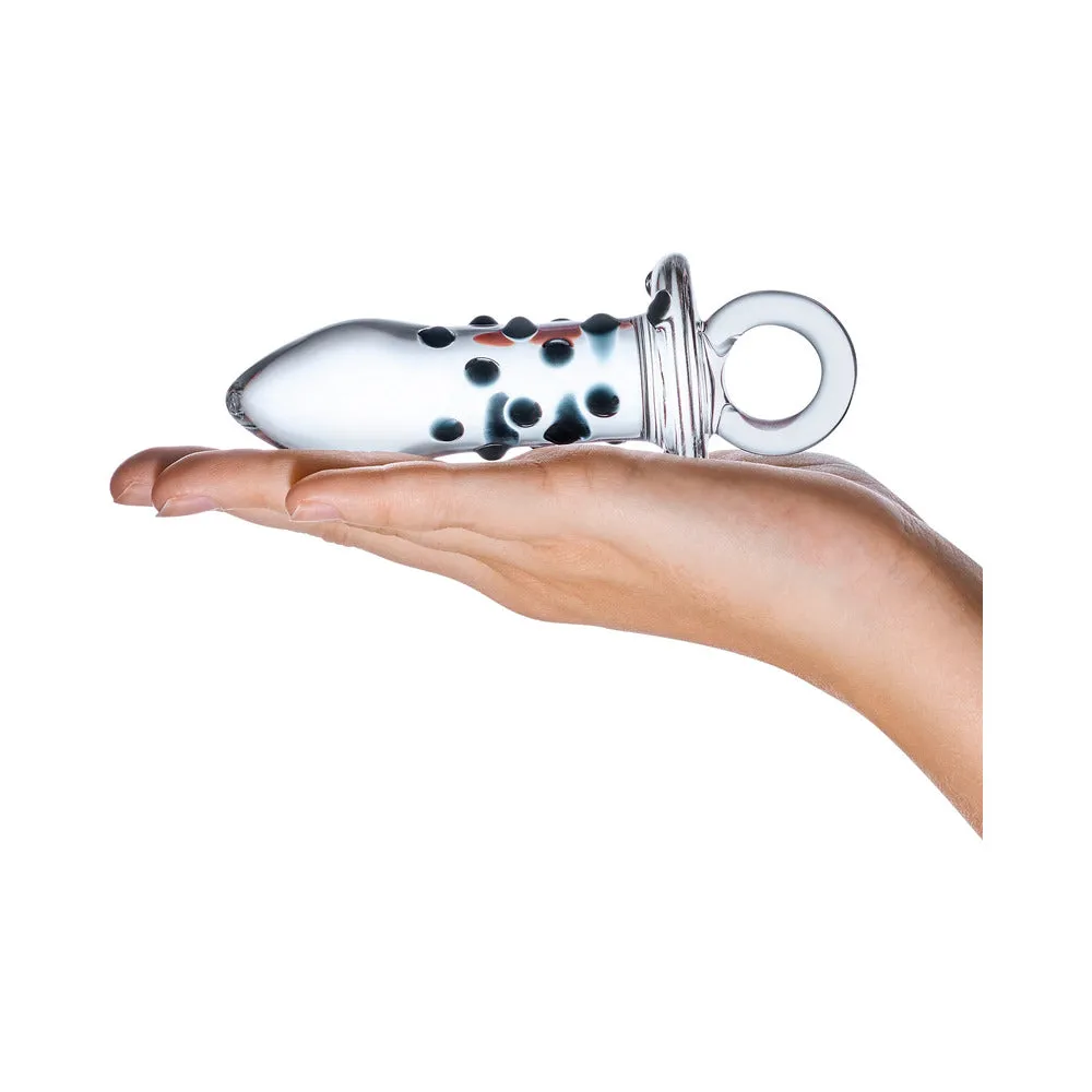 Glas 5 in. Pacifier Glass Butt Plug with Ring Handle
