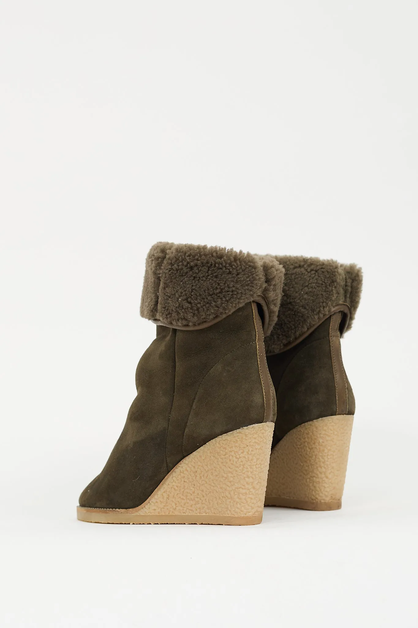 Green Suede & Shearling Totam Wedge Boot