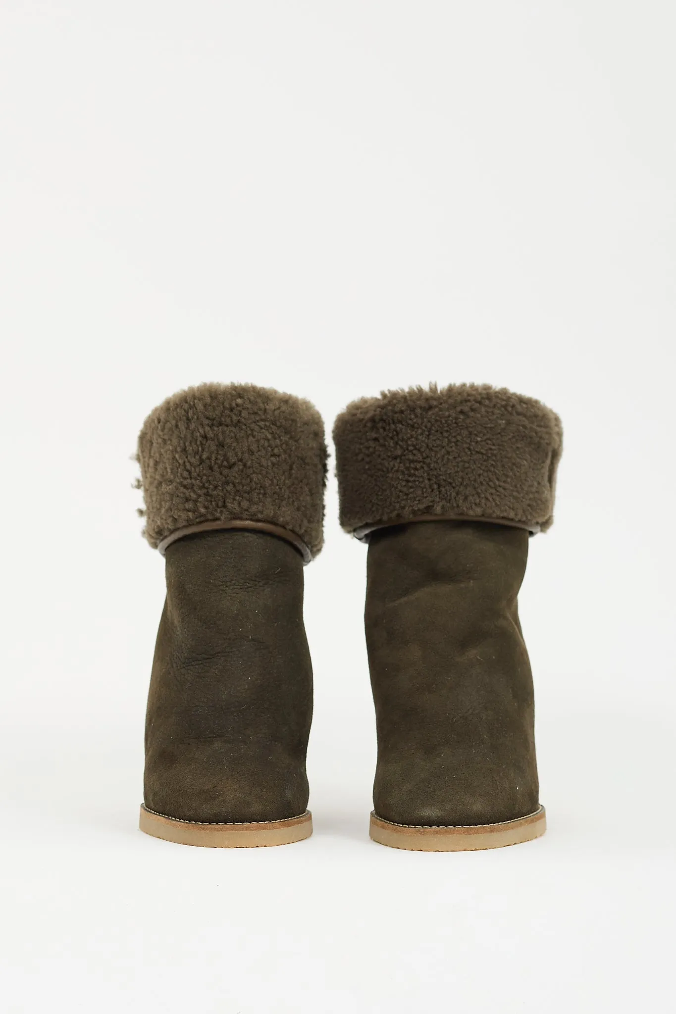 Green Suede & Shearling Totam Wedge Boot
