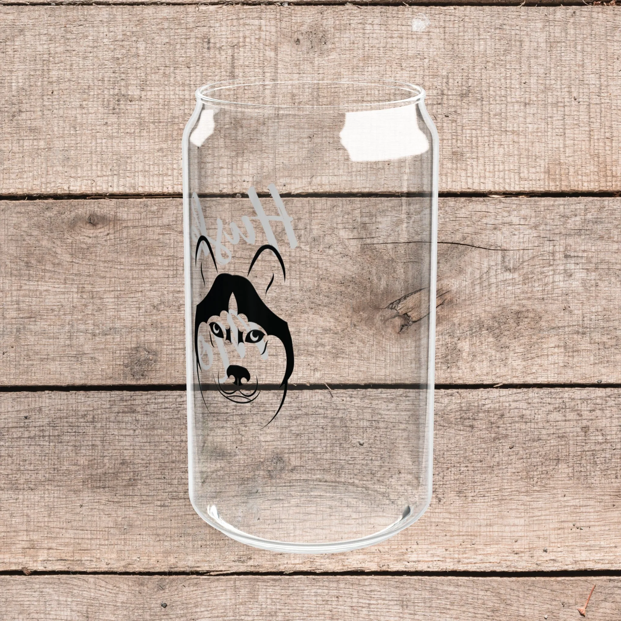 Husky Dog Mom on Glass Tumbler with Lid and Straw 16oz Gift for Dog Lover, Husky Dog Mom, Eco Friendly, Reusable Cup