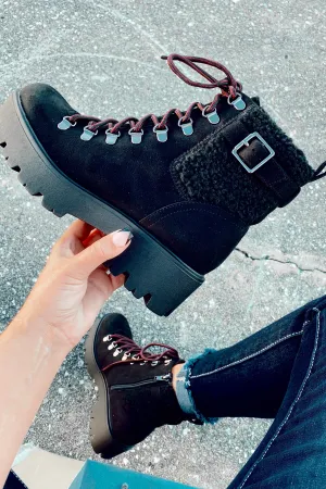 Ice Lace Up Lug Boot - Black