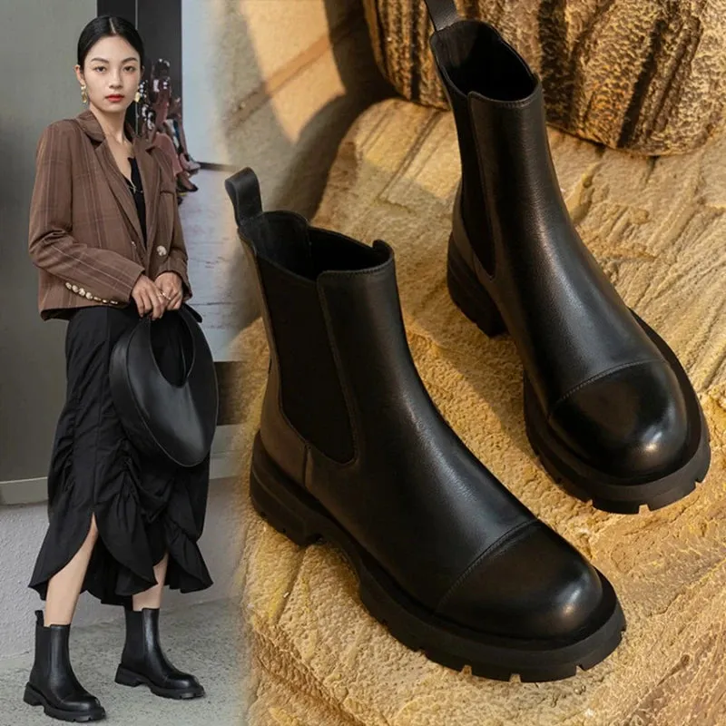 Khaled Platform Leather Chelsea Chunky Boots