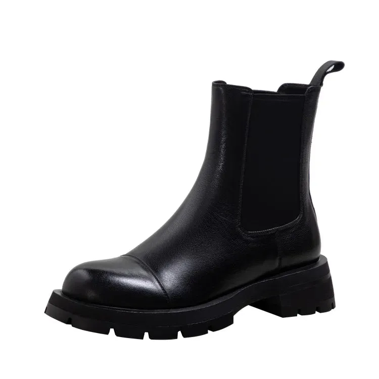 Khaled Platform Leather Chelsea Chunky Boots