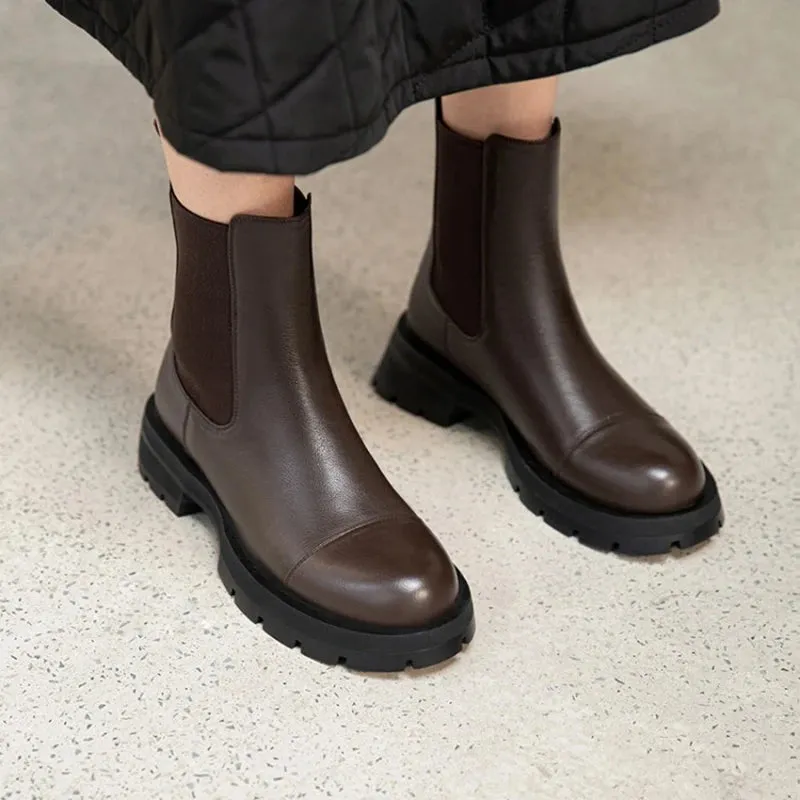 Khaled Platform Leather Chelsea Chunky Boots