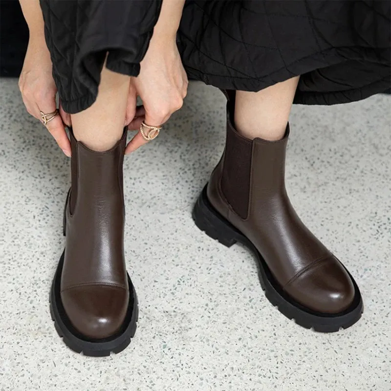 Khaled Platform Leather Chelsea Chunky Boots