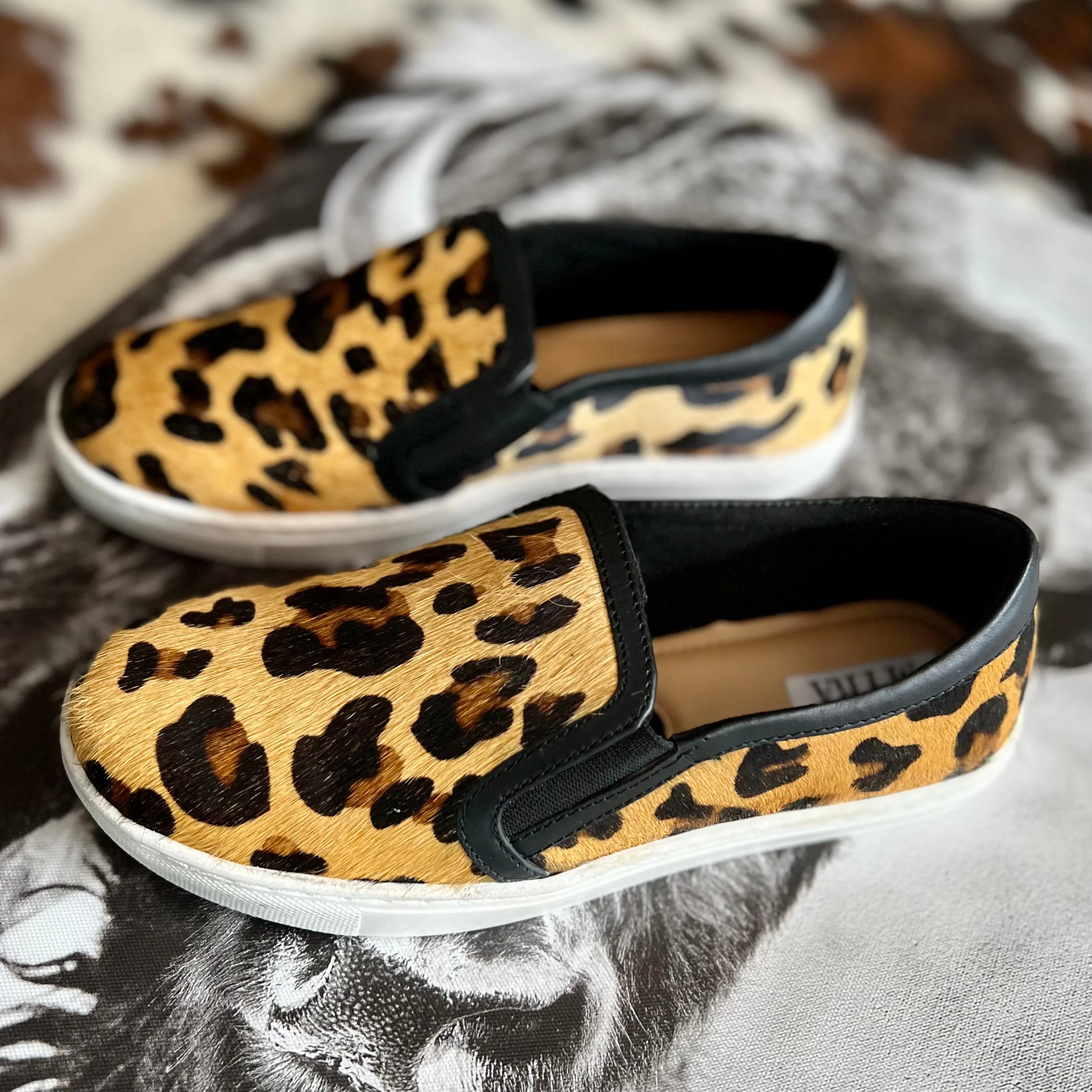 Leather Leopard Hair On Hide Slip On Sneakers*