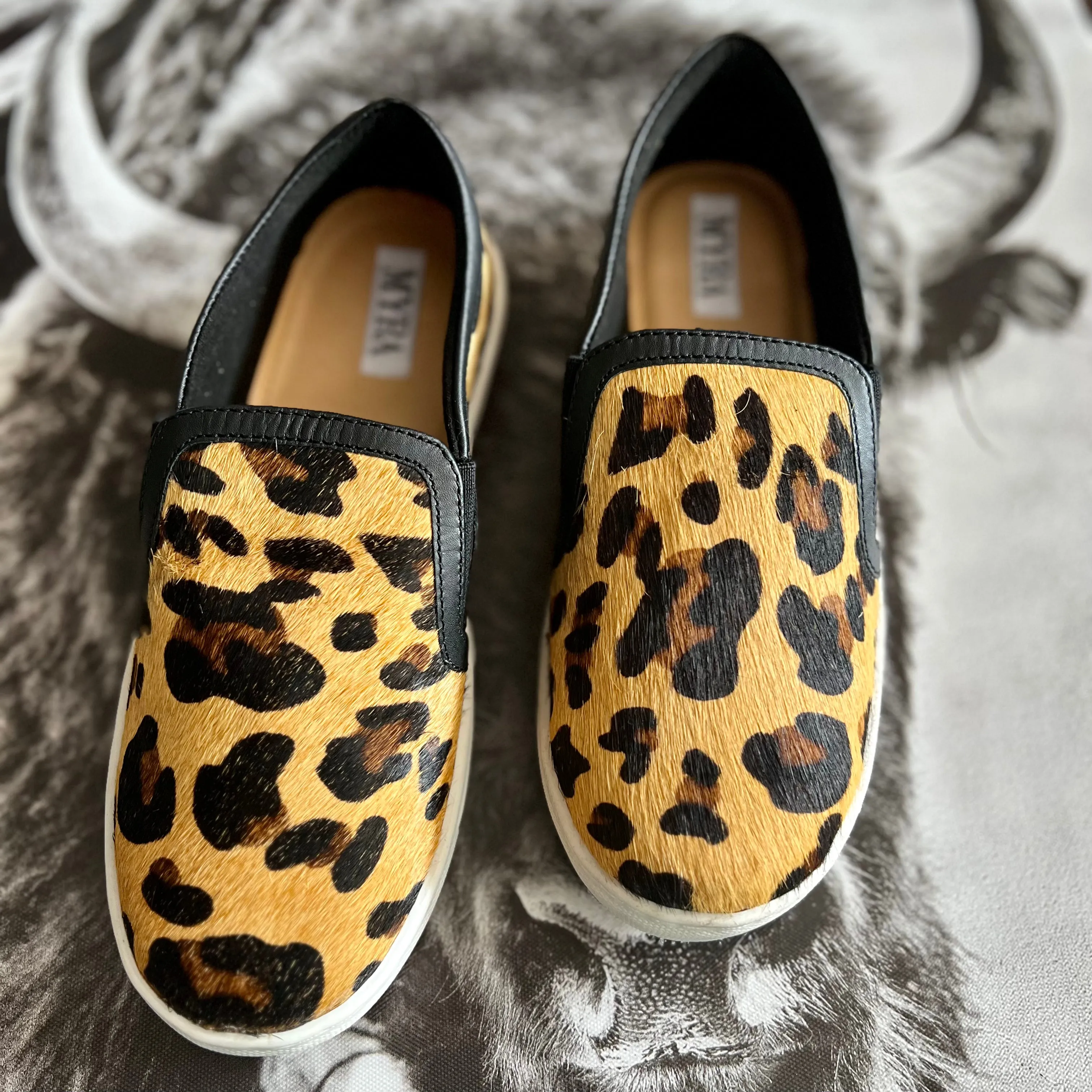Leather Leopard Hair On Hide Slip On Sneakers*