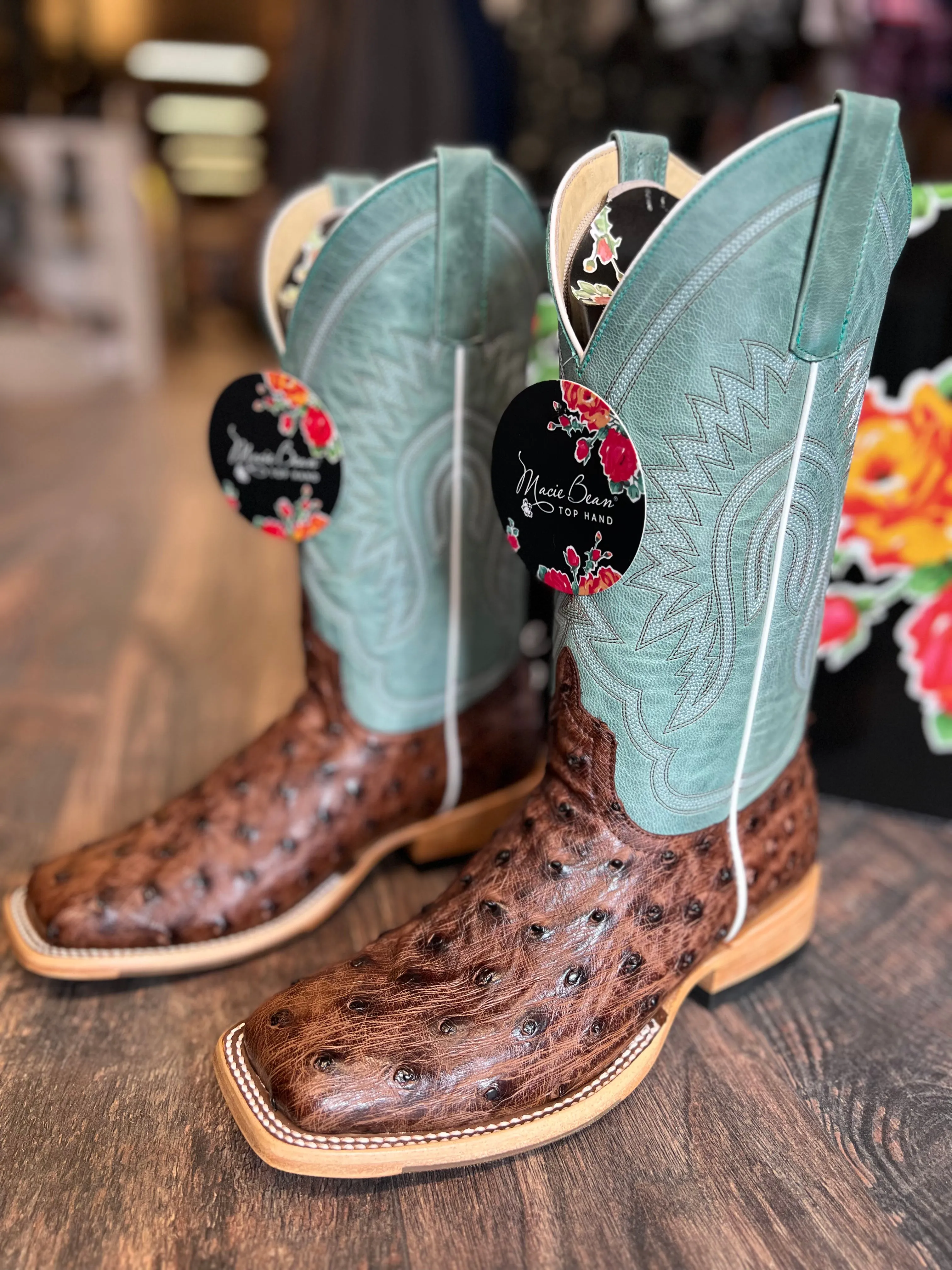 Macie Bean Dusty Haze Ostrich Boots