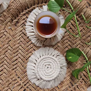 Macrame Round Coasters - Off White (Set of 2)