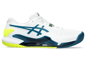 Men's Asics Gel-Resolution 9, White/Restful Teal, 10 D Medium