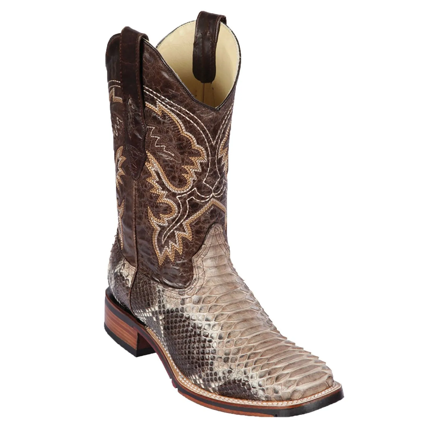Men's Los Altos Python Skin Wide Square Toe Boots 82657