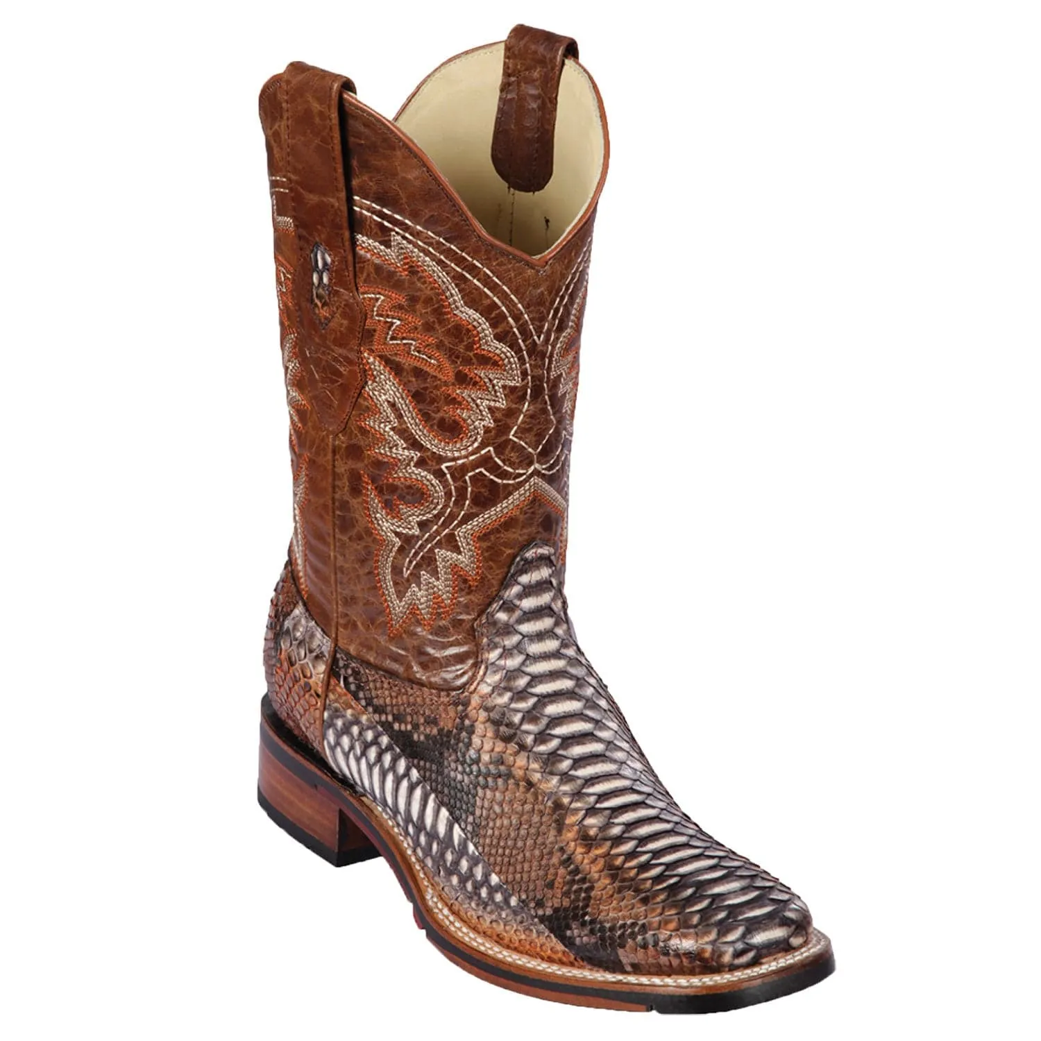 Men's Los Altos Python Skin Wide Square Toe Boots 82657