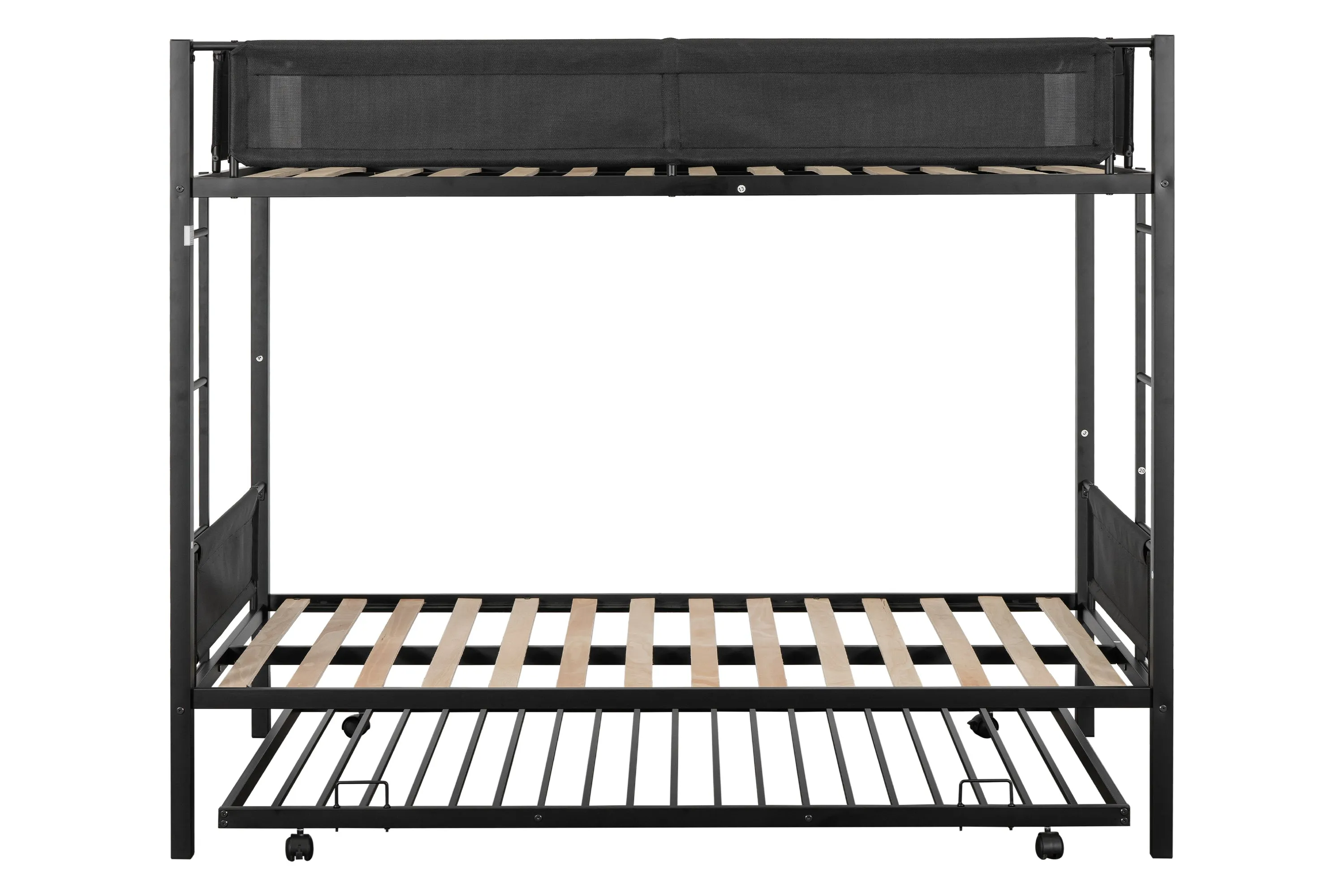Metal Twin Over Twin Bunk Bed with Trundle Sturdy Metal Frame