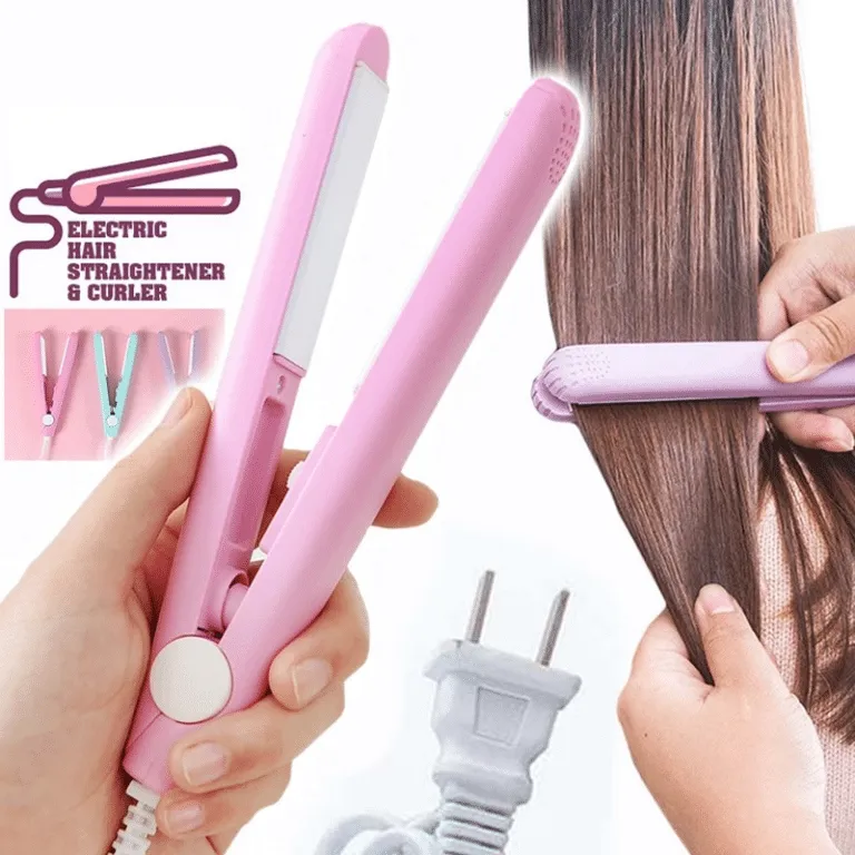 Mini Hair Straightener Curler for Girls – Portable Flat Iron with Ceramic Plates