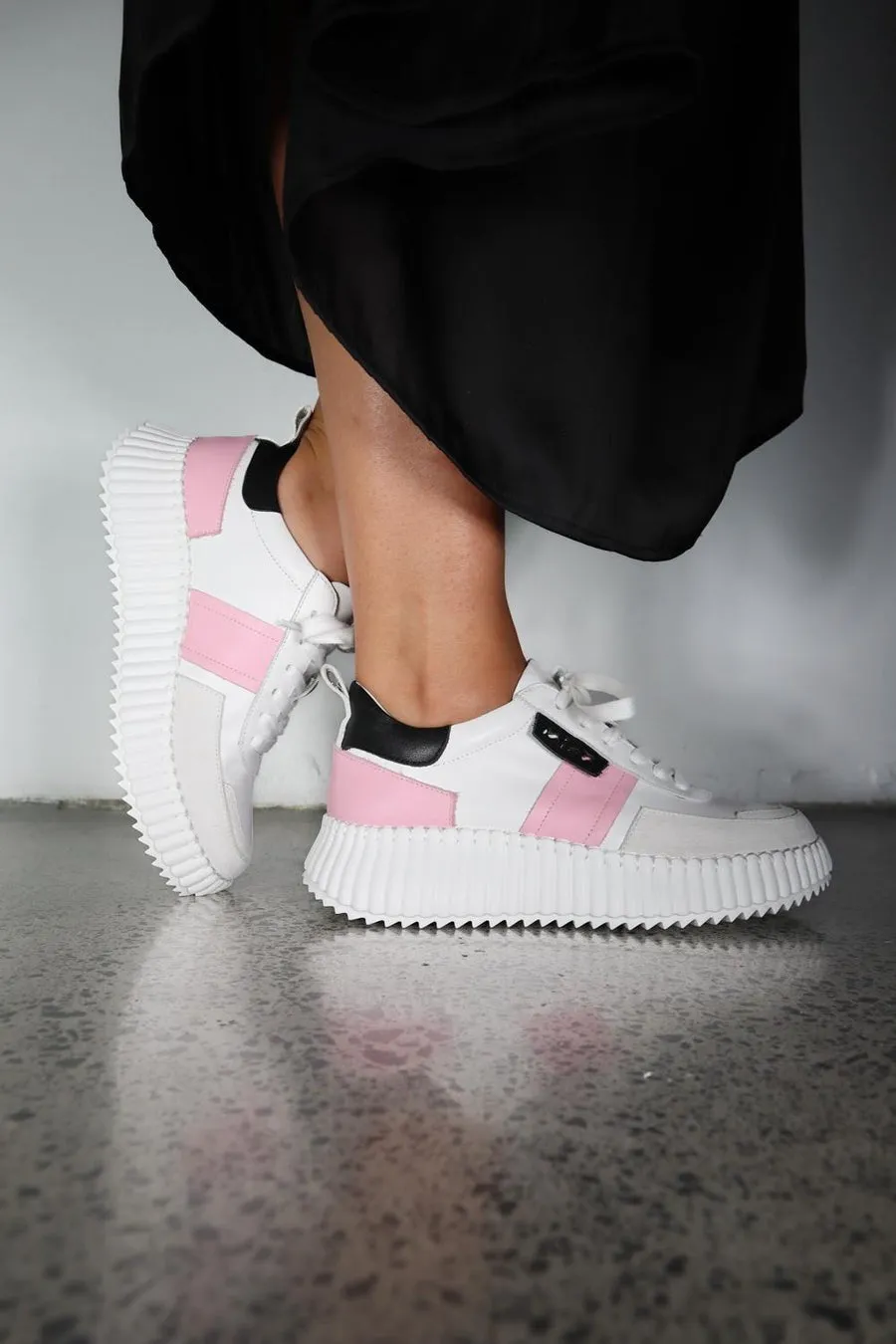 Minx Racer Sneaker- White Pink Black