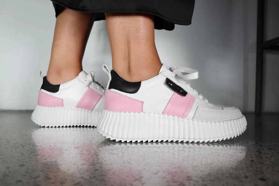 Minx Racer Sneaker- White Pink Black