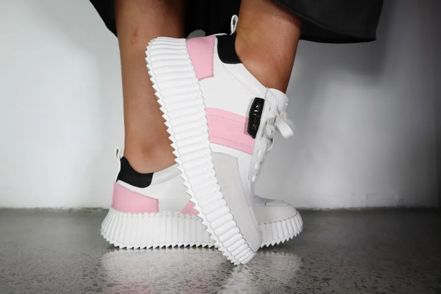 Minx Racer Sneaker- White Pink Black