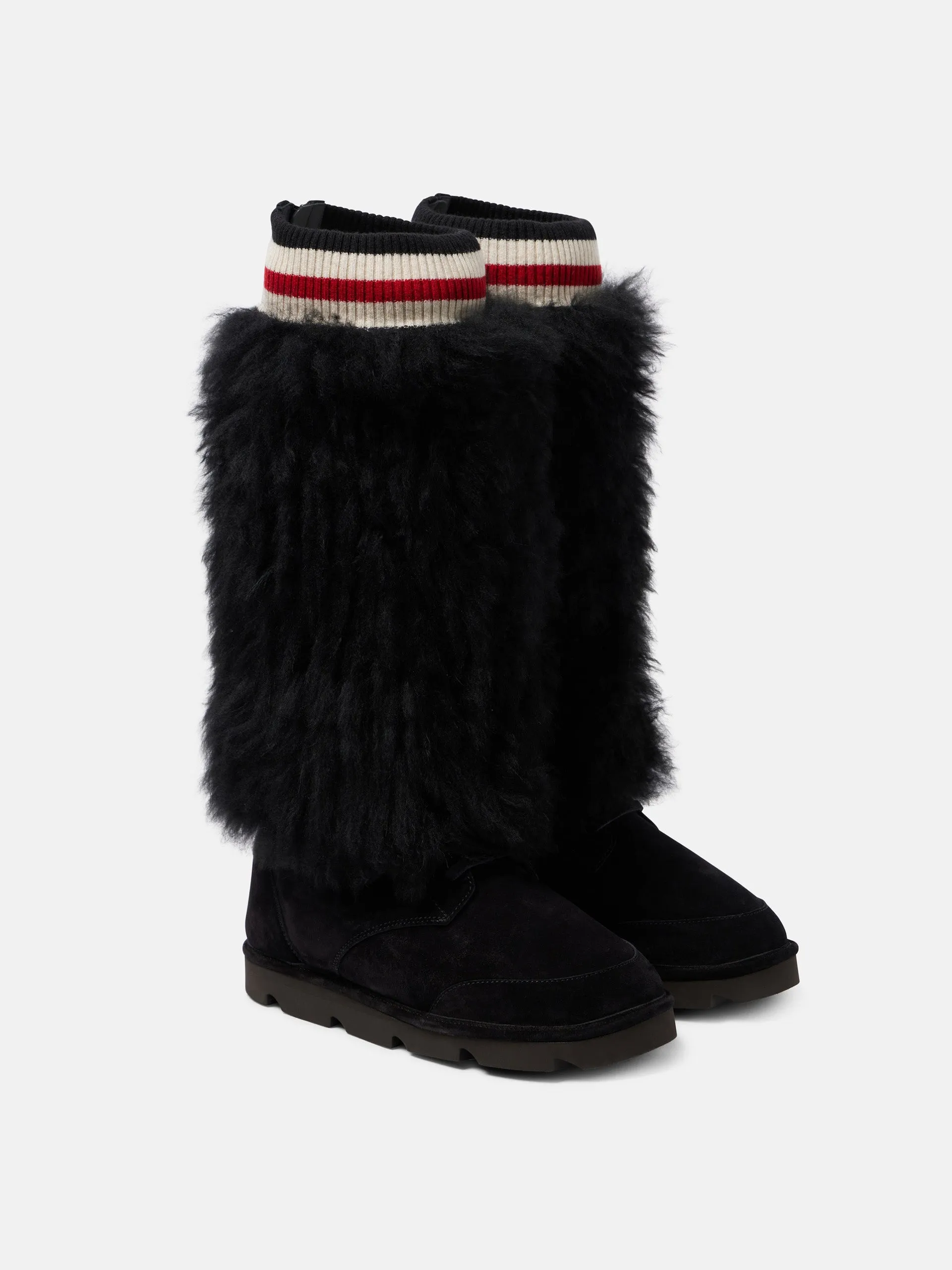 Mountain shearling-trimmed suede knee-high boots